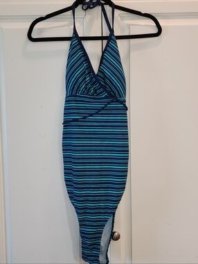 Motherhood Maternity Size Large Striped One-Piece Swimsuit